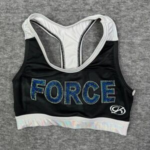 GK‎ Force Cheerleading Sports Bra Top Blinged out Rhinestone Embellished Size